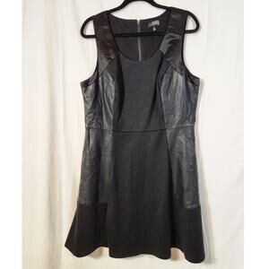 The Limited $99 XL Black Jersey Faux Leather Trim Sleeveless Fit &‎ Flare Dress